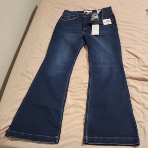 Risen Women's High-Rise Blue Flared Jeans